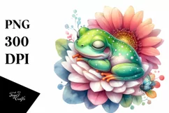 Sleeping Baby Frog in a Flower | Clipart Product Image 3