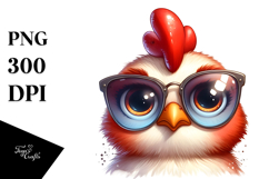 Whimsical Chicken with Oversized Sunglasses PNG Product Image 1