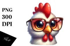 Cartoony Chicken with Oversized Sunglasses PNG Product Image 1