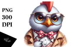 Cartoony Chicken with Oversized Sunglasses PNG Product Image 1