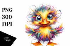 Colorful Baby Duck with Crazy Eyes | Clipart Product Image 1