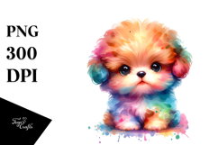 Expressive Baby Bichpoo Watercolor PNG Product Image 1