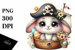 Pirate Easter Bunny Egg Flower, Clipart |T-shirt, Mug PNG Product Image 8