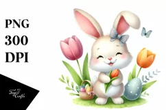 Easter Bunny Egg Flower, Clipart |T-shirt, Mug PNG Product Image 8