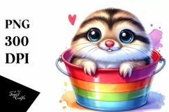 Colorful Small Baby Lemming in Colorful Bucket | Clipart Product Image 3