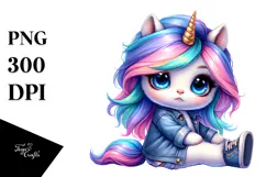 Cute Baby Unicorn Sitting PNG Product Image 1