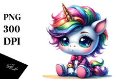 Cute Baby Unicorn in Style PNG Product Image 1