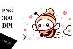 Cute Baby Bee on Sleigh, PNG Product Image 1
