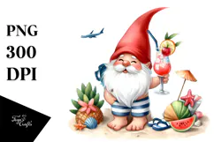 Whimsical Gnome in Beachwear, PNG Product Image 1