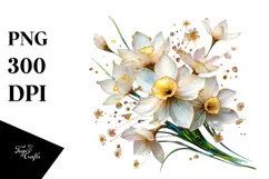 Metalic Narcissus with Insertions, High-Res PNG Product Image 1