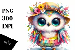 Colorful Baby Owl Dressed for Summer | Clipart Product Image 3