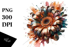 Abstract Shiny Gerbera Flower Made of Material PNG Product Image 1