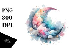 colorful Pastel Moon | Sublimation Clipart Product Image 1