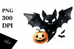 Watercolor Style Funny Halloween Clipart, Transparent PNG Product Image 1