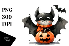 Watercolor Style Funny Halloween Clipart, Transparent PNG Product Image 1