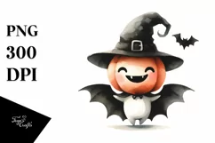 Watercolor Style Funny Halloween Clipart, Transparent PNG Product Image 1