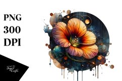 Abstract Wooden Stained Nasturtium Watercolor Splash Product Image 3