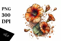 Abstract Wooden Stained Nasturtium Watercolor Splash Product Image 1