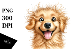 Cute Golden Retriever with Big Eyes PNG Product Image 1