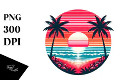 Retro Tropical Beach Sunset, 20 oz Tumbler Product Image 1