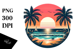 Retro Tropical Beach Sunset PNG Product Image 1