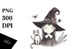 Vintage Smiling Witch with Cat Product Image 1