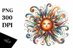 Colorful Vibrant Sun Watercolor Whimsical Product Image 3