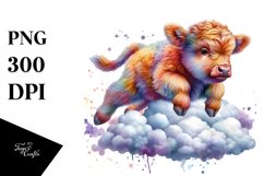 Colorful Baby Highland Cow PNG Product Image 3