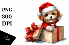 Expressive Baby Watercolor Poodle, Winter Outfit PNG Product Image 3