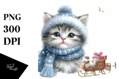 Cute Baby Kitten with Christmas Tree, PNG Product Image 3