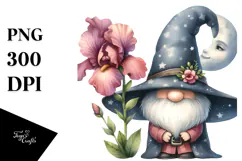 Gnome with Snapdragon on Moon PNG Product Image 1