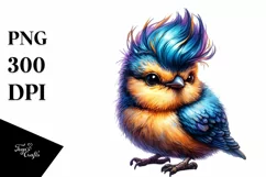 Vibrant Bird with Cool Haircut PNG Product Image 3