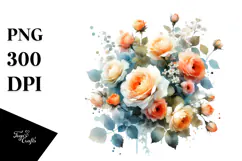 Vibrant Orange Roses Watercolor Clipart Product Image 1