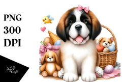 Watercolor Cute Saint Bernard PNG Product Image 1