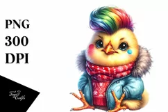 Vibrant Chicken with Cool Haircut PNG Product Image 1