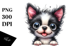 Watercolor Baby Cartoon Boston Terrier PNG Product Image 1