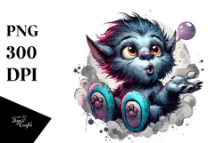 Funny Werewolf with Monster Slippers PNG Product Image 1