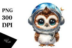 Cute Baby Owl with Astronaut Helmet PNG Product Image 1