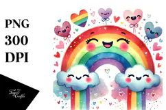 Simple Smiling Rainbow Digital Painting PNG Product Image 1