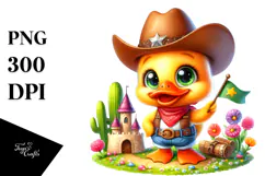 Goofy Baby Duck with Cowboy Hat PNG Product Image 1