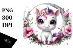 Sweet Pea Floral Baby Unicorn Clipart Product Image 1