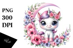 Sweet Pea Floral Baby Unicorn Clipart Product Image 3