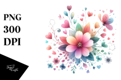Colorful Simple Flower with Heart Petals PNG Product Image 1