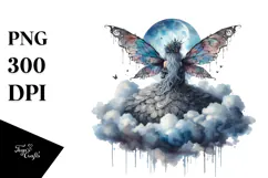 Gothic Fairy on a Cloud, PNG Product Image 1
