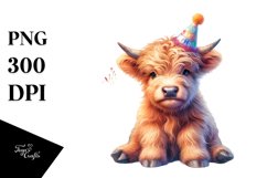 Colorful Baby Highland Cow PNG Product Image 3