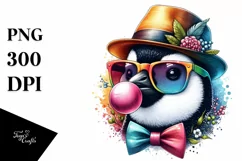 Quirky Penguin Portrait Hat | Sublimation | Clipart Product Image 1