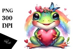 Baby Frog Holding Heart PNG Product Image 1