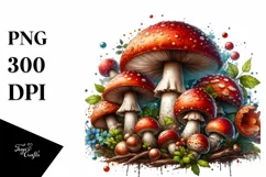 Glossy Mushroom Watercolor PNG Product Image 1