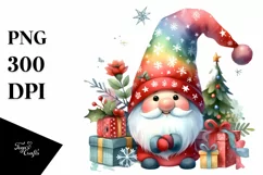 Colorful Christmas Gnome, PNG Product Image 3