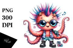 Energetic Baby Octopus, Transparent PNG Product Image 1